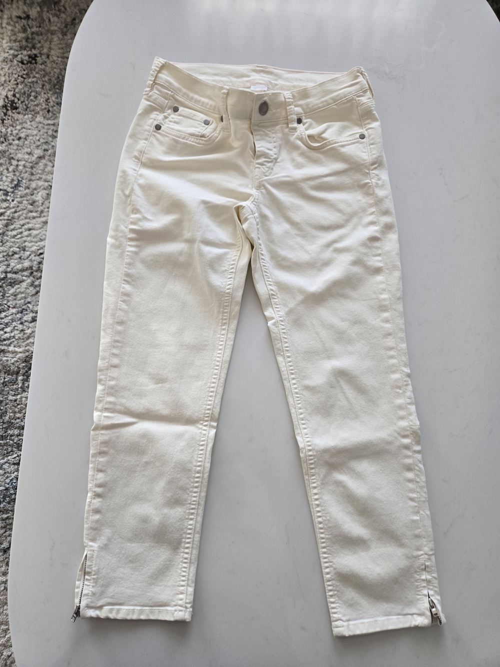 Women's Cream Slim Jeans with Ankle Zip
